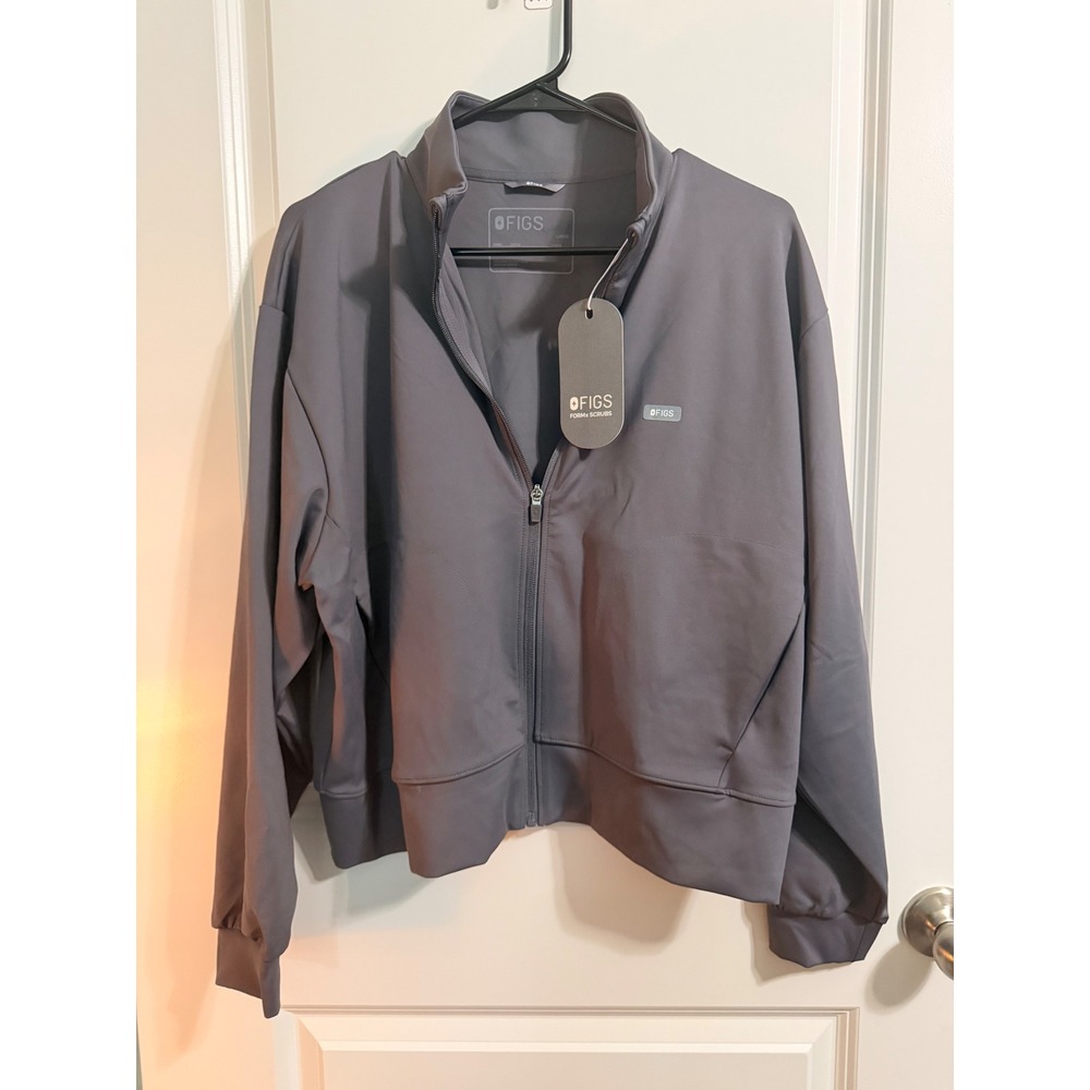 FIGS Labelle Formx Relaxed Full Zip Scrub Jacket Charcoal Gray Large NWT